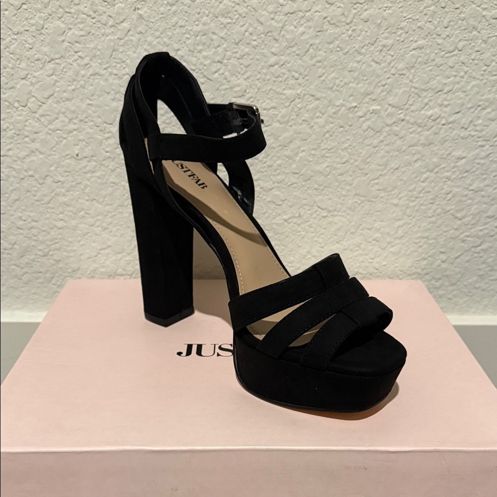 JustFab Black Strappy Heels